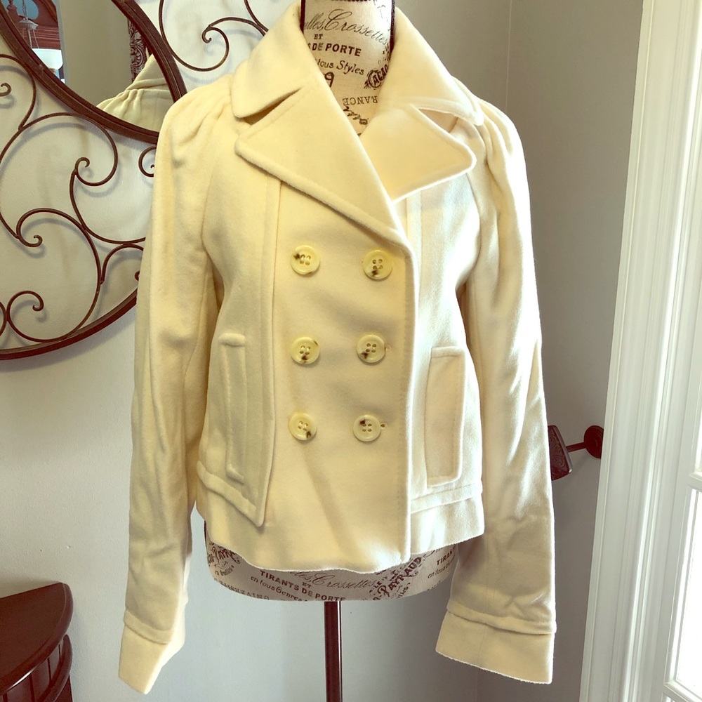 BCBGMaxAzria Off-White Wool Coat S
